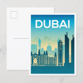 Dubai Uni Arab Emirates Kunstreise Illustration Postkarte