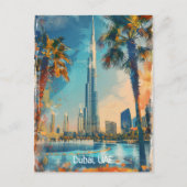 Dubai United Arab Emirates Burj Khalifa Artwork Postkarte (Vorderseite)