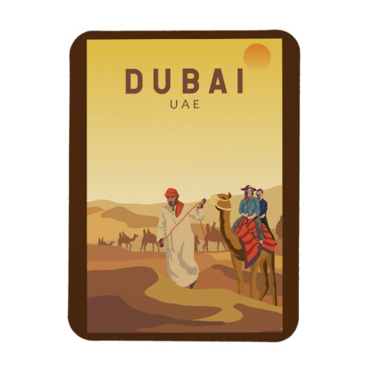Dubai United Arab Emirates Desert Safari Retro Magnet (Vertikal)
