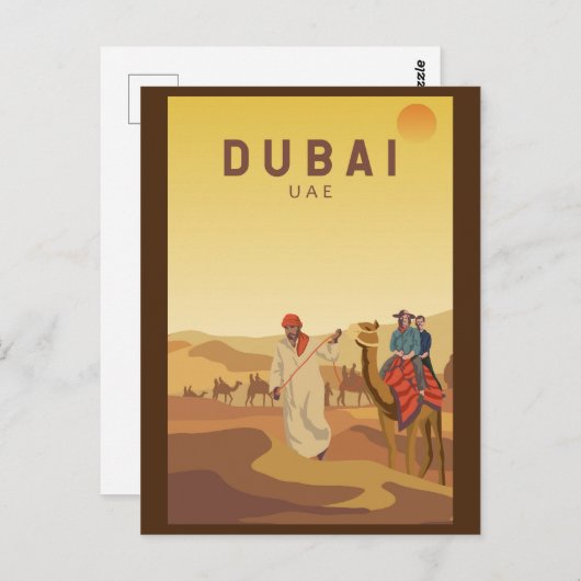 Dubai United Arab Emirates Desert Safari Retro Postkarte (Vorne/Hinten)
