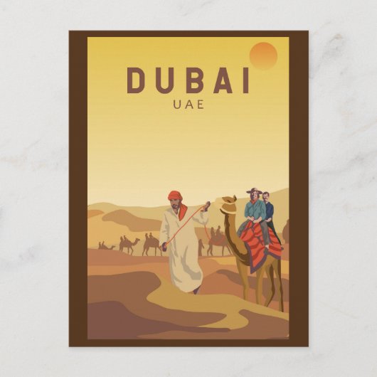 Dubai United Arab Emirates Desert Safari Retro Postkarte (Vorderseite)
