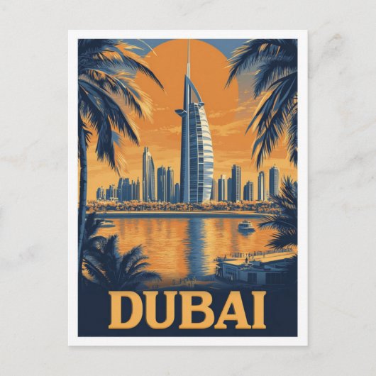 Dubai United Arab Emirates Illustration Travel Postkarte (Vorderseite)