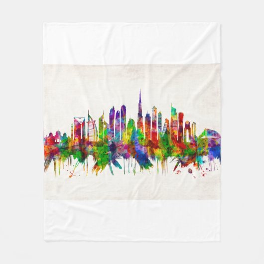 Dubai United Arab Emirates Skyline Fleecedecke (Vorderseite)