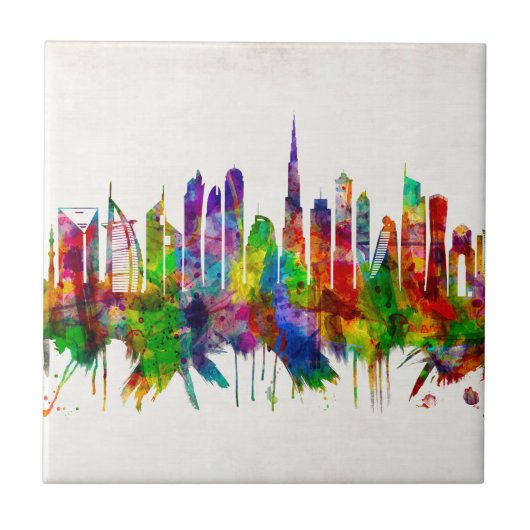 Dubai United Arab Emirates Skyline Fliese (Vorderseite)