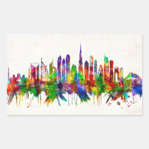 Dubai United Arab Emirates Skyline Rechteckiger Aufkleber