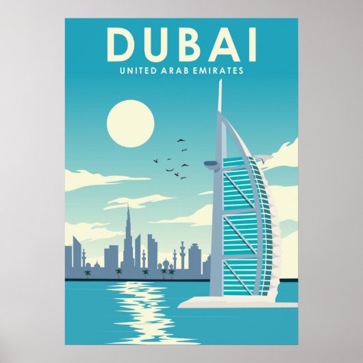Dubai United Arab Emirates Travel Illustration Poster (Vorne)
