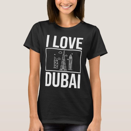 Dubai United Arab Emirates Uae City Skyline Map Tr T-Shirt (Vorderseite)