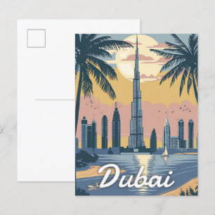 Dubai United Arab Emirates Vintage Travel Postkarte