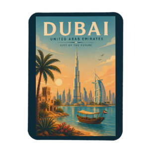 Dubai Vereinigte Arabische Emirate Illustration Re Magnet