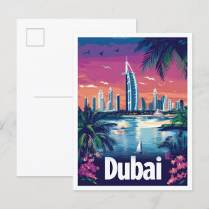 Dubai Vereinigte Arabische Emirate Reise Illustrat Postkarte