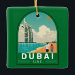 Dubai Vereinigte Arabische Emirate Retro Travel Ar Keramikornament<br><div class="desc">Dubai Vektor Art Design. Dubai ist eine Stadt und ein Emirat in den Vereinigten Arabischen Emiraten,  bekannt für luxuriöse Shopping,  ultramoderne Architektur und ein lebendiges Nachtleben.</div>
