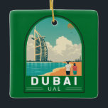 Dubai Vereinigte Arabische Emirate Retro Travel Ar Keramikornament<br><div class="desc">Dubai Vektor Art Design. Dubai ist eine Stadt und ein Emirat in den Vereinigten Arabischen Emiraten,  bekannt für luxuriöse Shopping,  ultramoderne Architektur und ein lebendiges Nachtleben.</div>