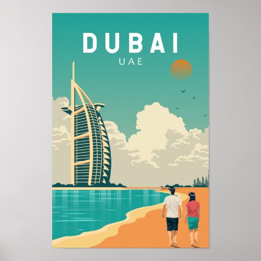 Dubai Vereinigte Arabische Emirate Retro Travel Ar Poster (Vorne)