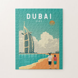 Dubai Vereinigte Arabische Emirate Retro Travel Ar Puzzle