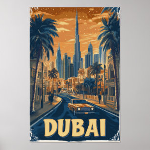 Dubai Vereinigte Arabische Emirate Vintage-Illustr Poster