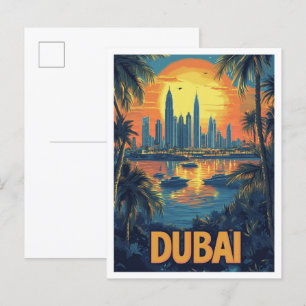 Dubai Vereinigte Arabische Emirate Vintage-Illustr Postkarte