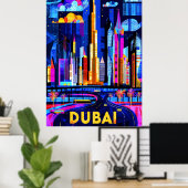 Dubai Vibrant Skyline - Geometric Citycape Art Poster (Heimbüro)