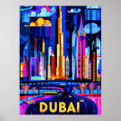 Dubai Vibrant Skyline - Geometric Citycape Art Poster (Vorne)