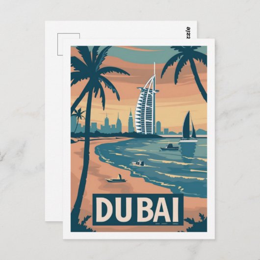 Dubai Vintag Famous Travel Place Postkarte (Vorne/Hinten)
