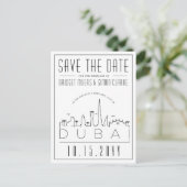Dubai Wedding Deko Skyline Save the Date Postcard Postkarte (Stehend Vorderseite)