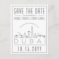 Dubai Wedding Deko Skyline Save the Date Postcard