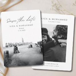 Dubai Wedding Save the Date Black & White Class Einladung