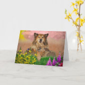 Dubbele wenskaart karte (Gelbe Blume)