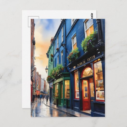 Dublin Aqucolor Art Postkarte (Vorne/Hinten)