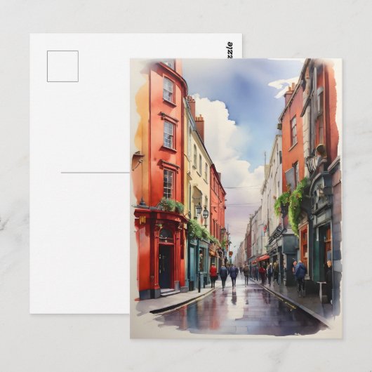 Dublin Aqucolor Art Postkarte (Vorne/Hinten)