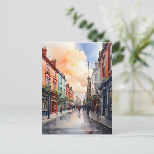 Dublin Aqucolor Art Postkarte (Stehend Vorderseite)