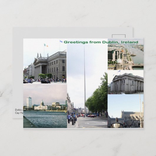 Dublin City Irland Sehenswürdigkeiten Postkarte (Vorne/Hinten)