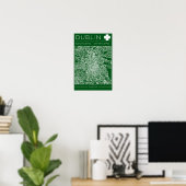 Dublin Green Map Poster Minimale Wandkunst Irland (Heimbüro)