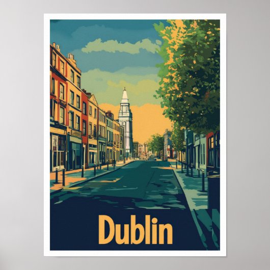 Dublin Ireland Art Vintage Travel Illustration Poster (Vorne)