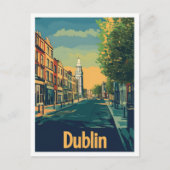 Dublin Ireland Art Vintage Travel Illustration Postkarte (Vorderseite)