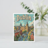 Dublin Ireland Classic Art Retro Vintage Travel Postkarte (Stehend Vorderseite)