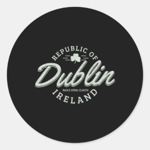 Dublin Ireland Clover Leaf Irish St Patricks Day Runder Aufkleber
