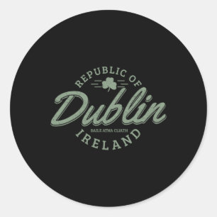 Dublin Ireland Clover Leaf Irish St Patricks Day Runder Aufkleber