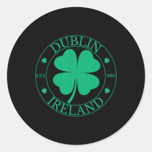 Dublin Ireland East 988 Clover Leaf Kleeblatt St.  Runder Aufkleber