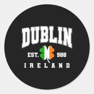 Dublin Ireland Est 988 Clover Leaf Kleeblatt St. P Runder Aufkleber
