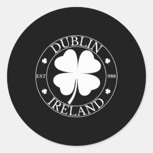 Dublin Ireland Est 988 Clover Leaf Kleeblatt St. P Runder Aufkleber