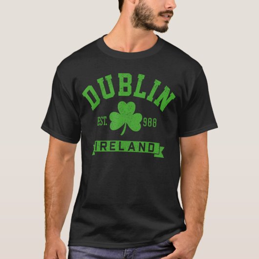 Dublin Ireland Est 988 Clover Leaf Kleeblatt St. P T-Shirt (Vorderseite)