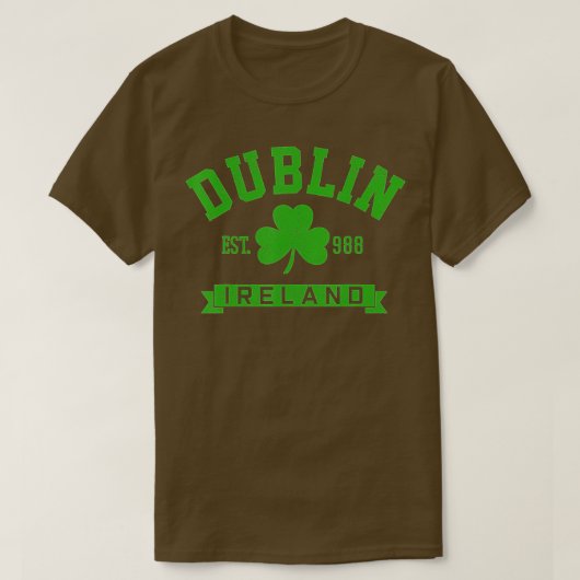 Dublin Ireland Est 988 Clover Leaf Kleeblatt St T-Shirt (Design vorne)