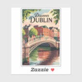 Dublin Ireland Illustration Travel Art Vintag Aufkleber (Blatt)