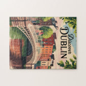 Dublin Ireland Illustration Travel Art Vintag Puzzle (Horizontal)