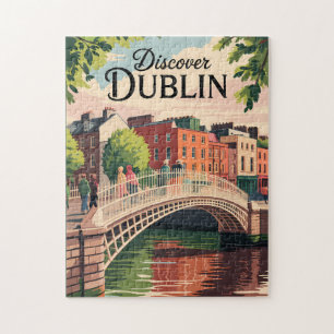 Dublin Ireland Illustration Travel Art Vintag Puzzle