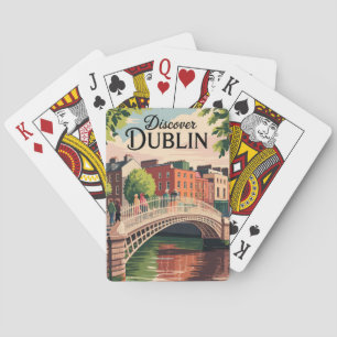 Dublin Ireland Illustration Travel Art Vintag Spielkarten