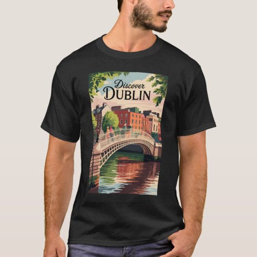 Dublin Ireland Illustration Travel Art Vintag T-Shirt (Vorderseite)