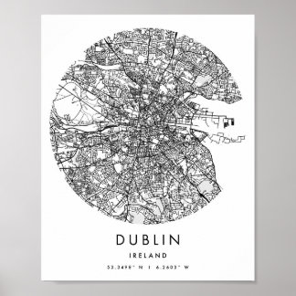 Dublin Ireland Minimal Modern Circle Street Karte Poster