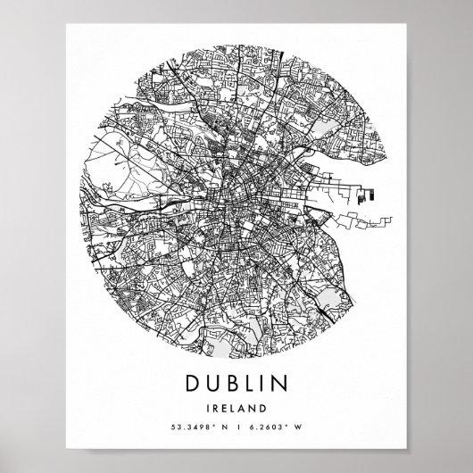 Dublin Ireland Minimal Modern Circle Street Karte Poster (Vorne)