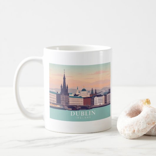 Dublin Ireland Pastel Travel Design Kaffeetasse (Mit Donut)
